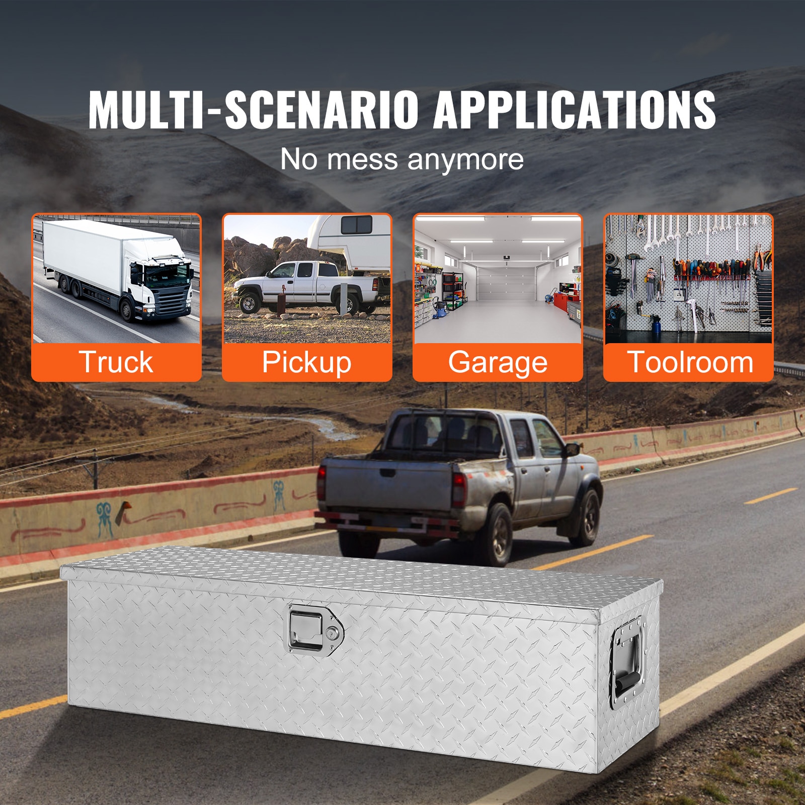 Heavy Duty Aluminium Truck Bed Tool Box With Lock And Side Handles_voghion.com